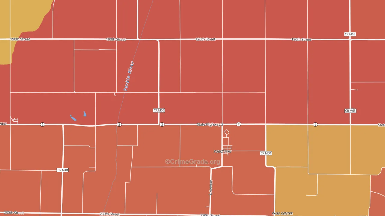 Yorktown, IA Map of Theft Rates