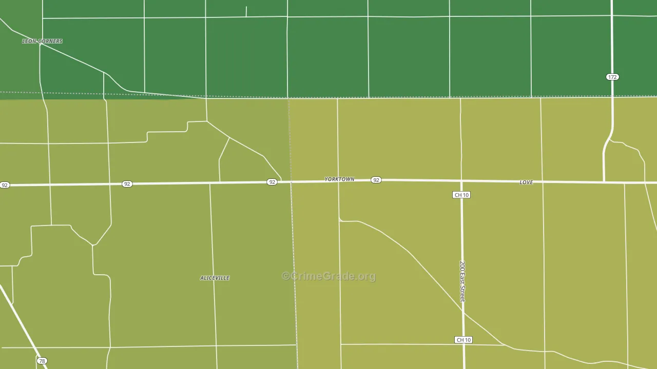 Yorktown, IL Map of Theft Rates