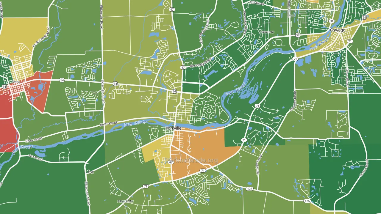 Yorkville, IL Map of Theft Rates