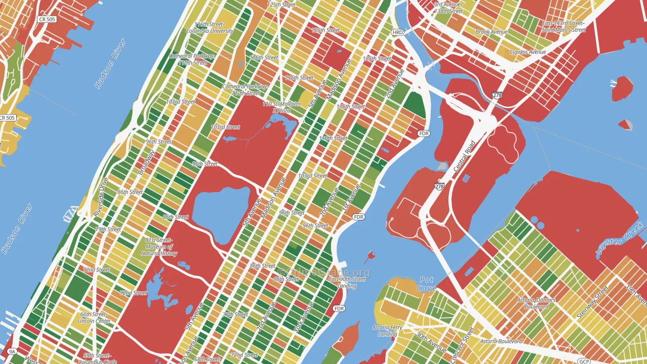 Yorkville, Manhattan, NY Map of Theft Rates