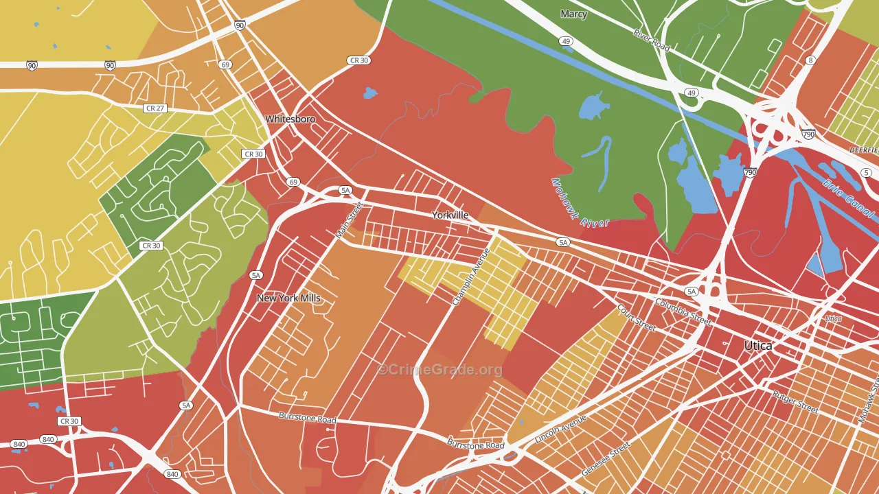 Yorkville, NY Map of Theft Rates