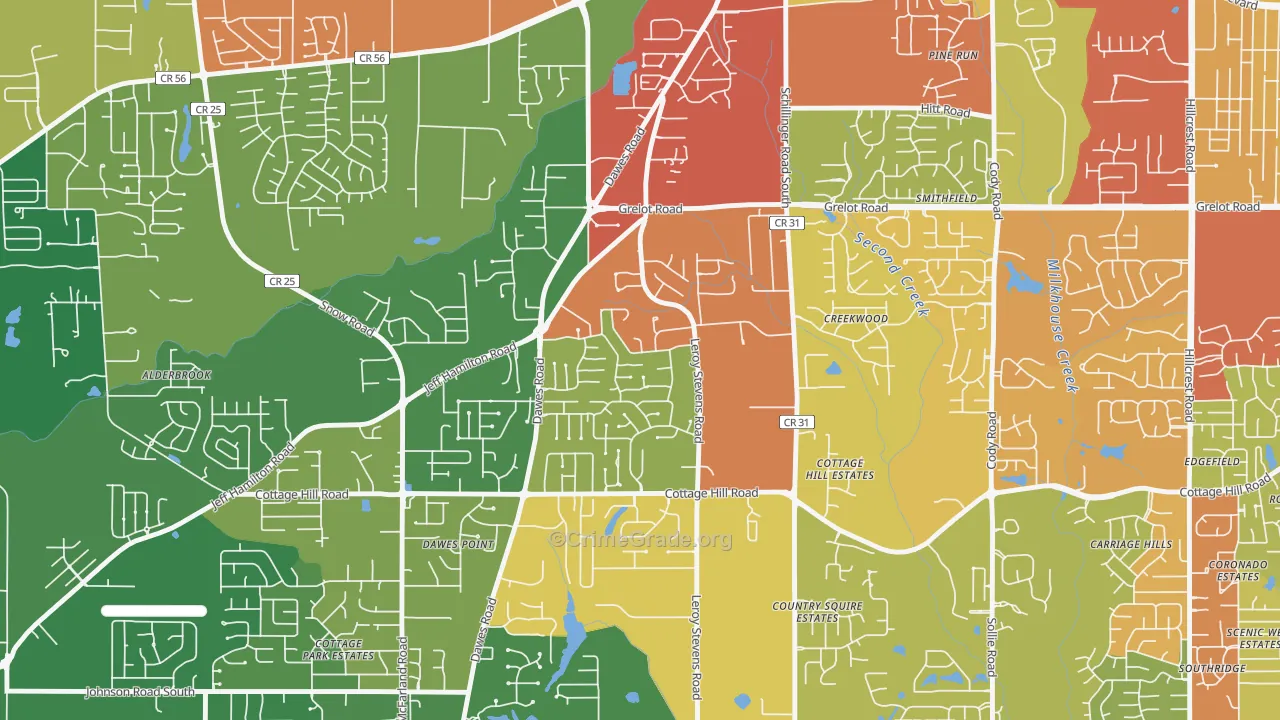 Yorkwood, Mobile, AL Map of Theft Rates