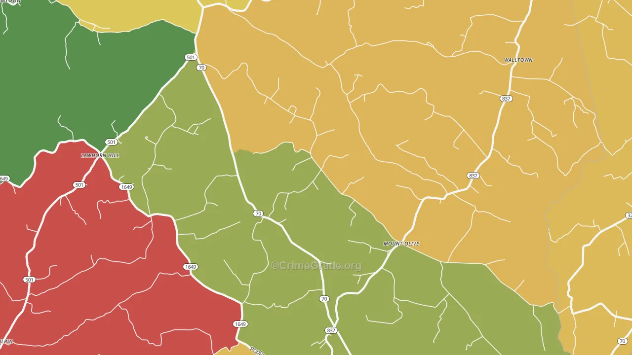 Yosemite, KY Map of Theft Rates