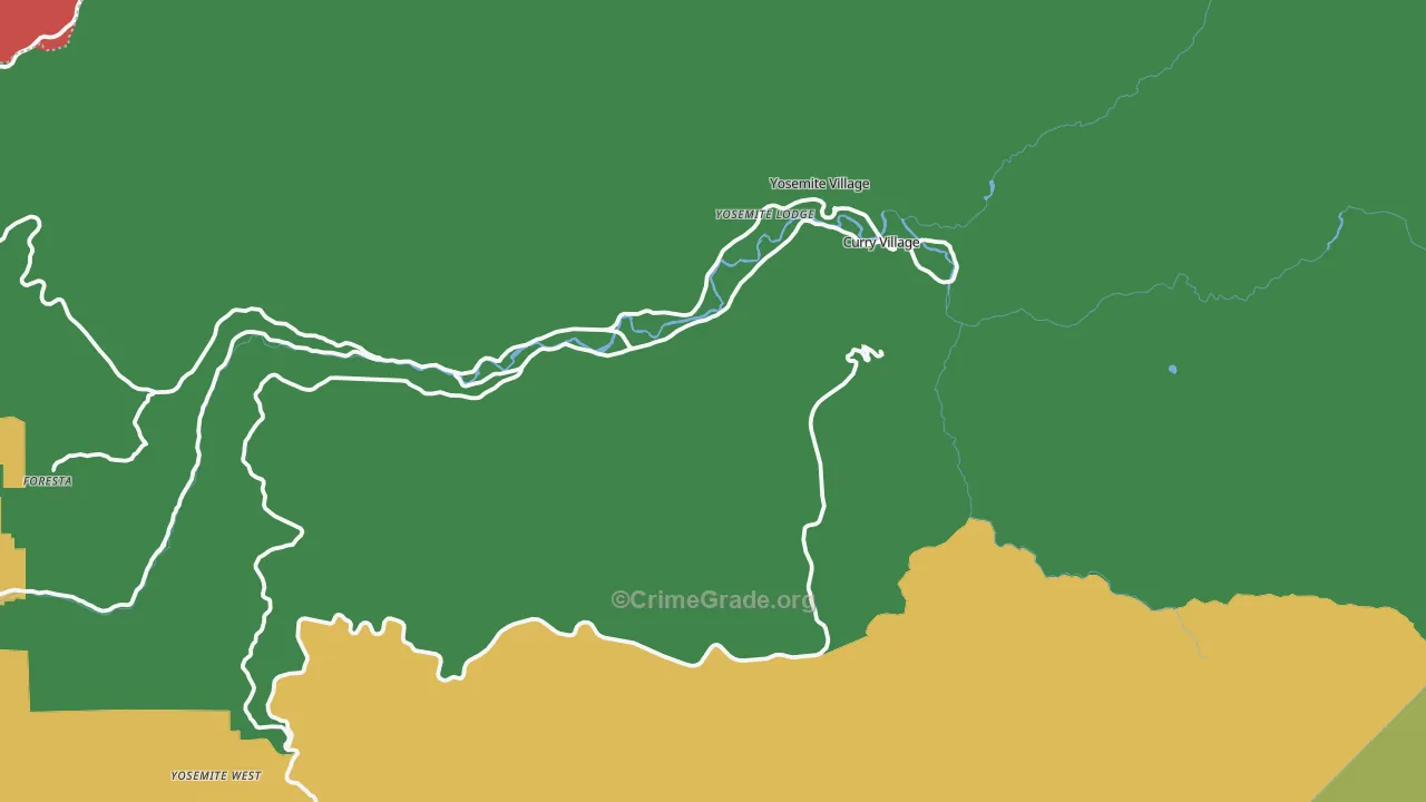 Yosemite National Park, CA Map of Theft Rates