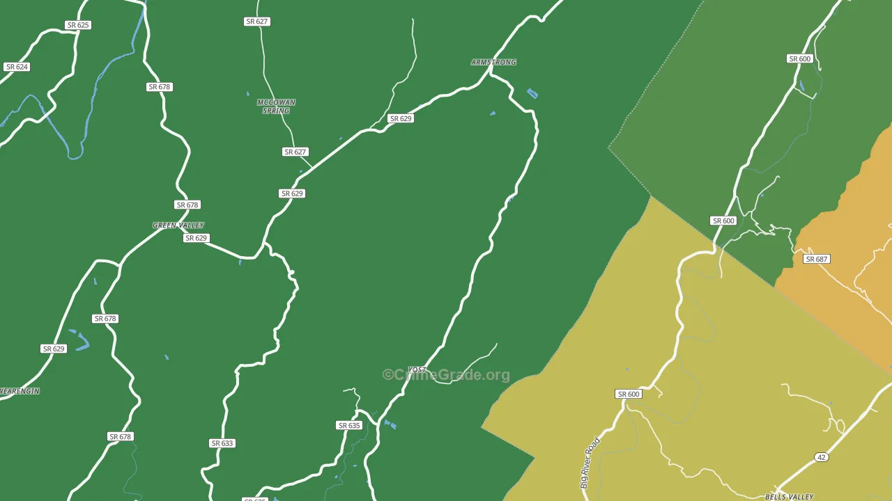Yost, VA Map of Theft Rates