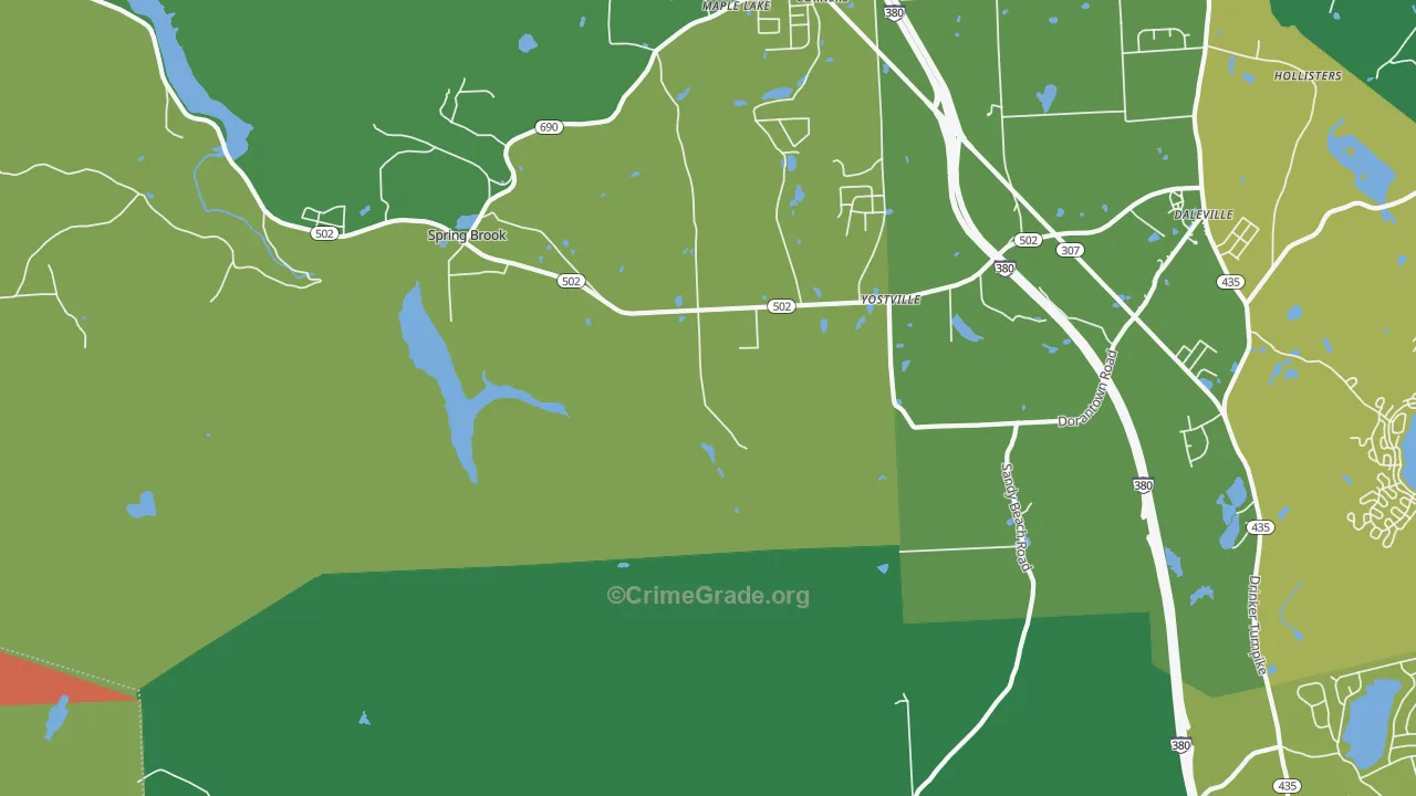 Yostville, PA Map of Theft Rates