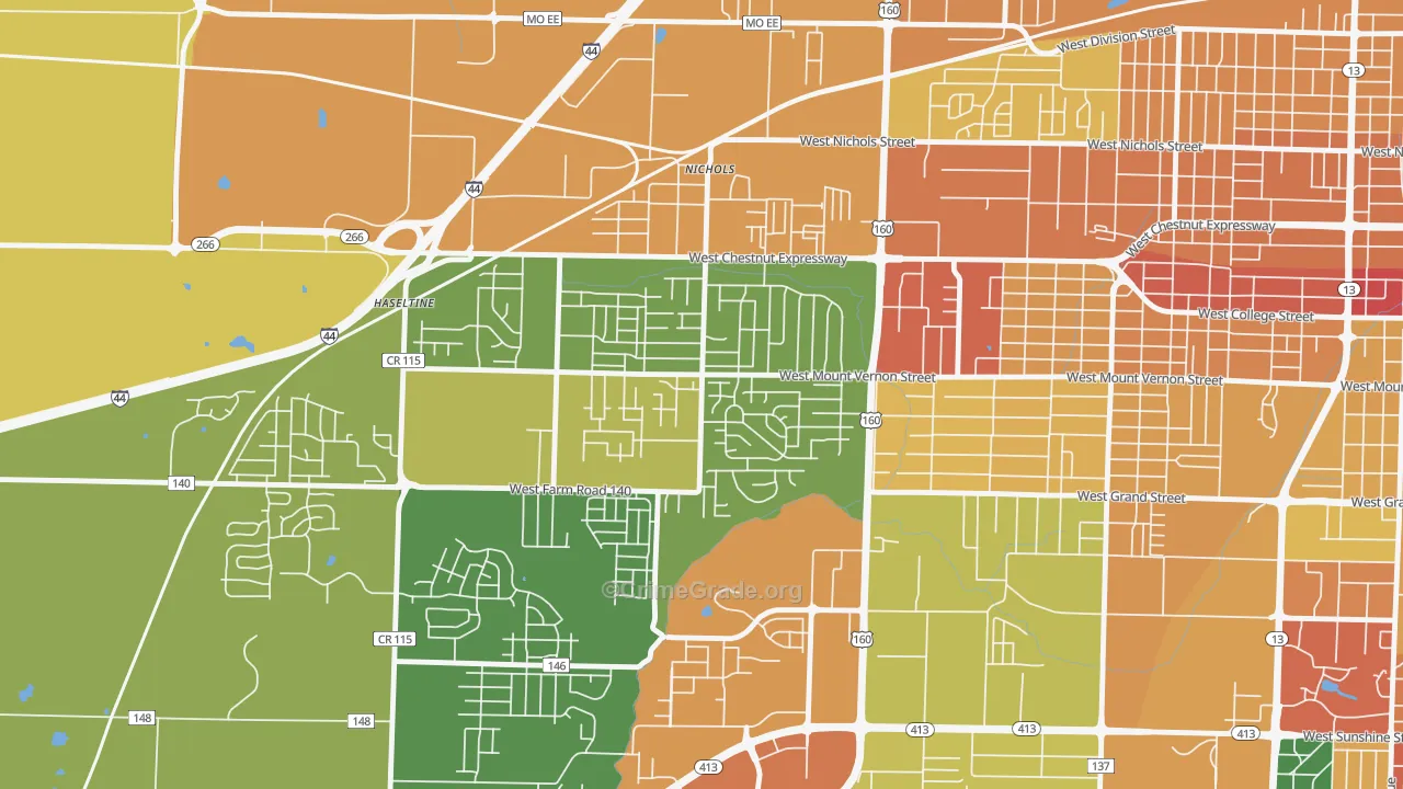 Young-Lilly, Springfield, MO Map of Theft Rates