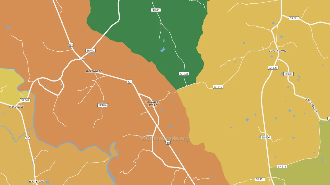 Youngers Store, VA Map of Theft Rates