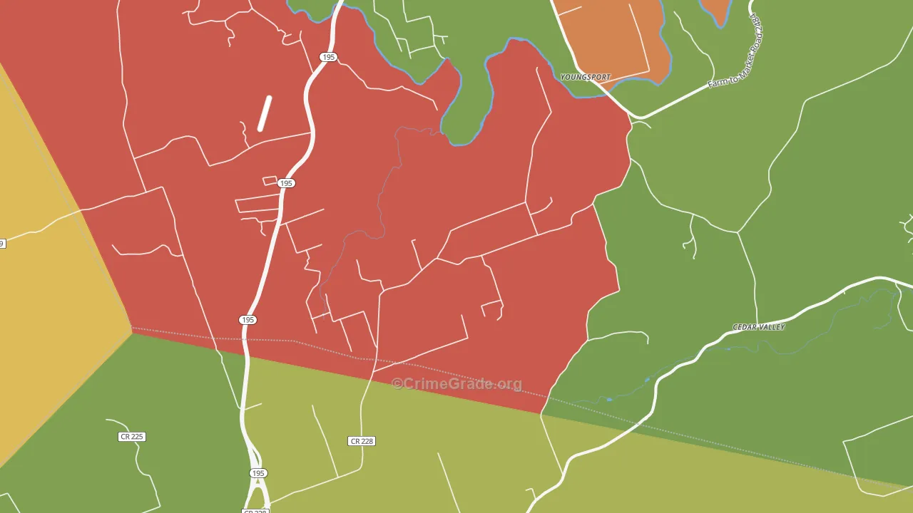 Youngsport, TX Map of Theft Rates