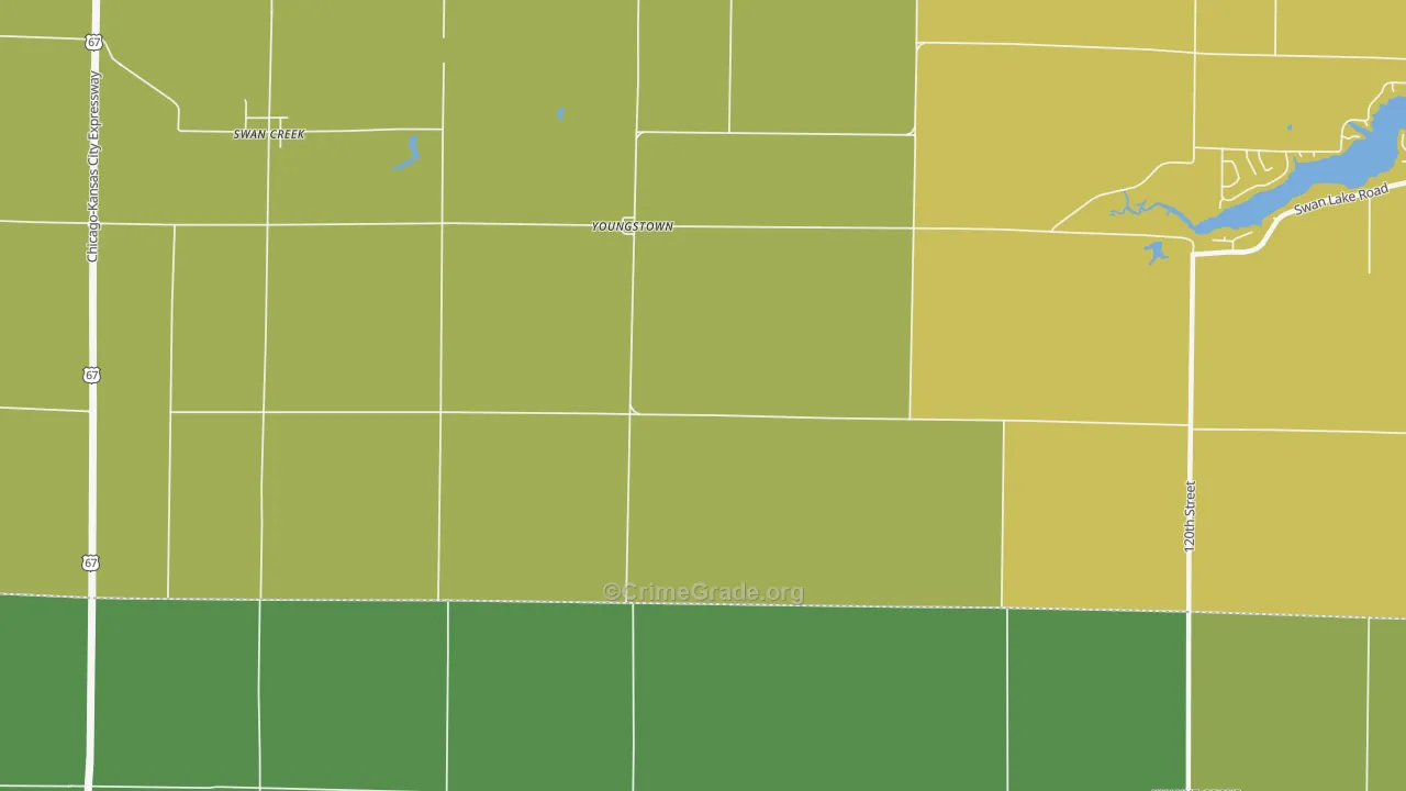 Youngstown, IL Map of Theft Rates
