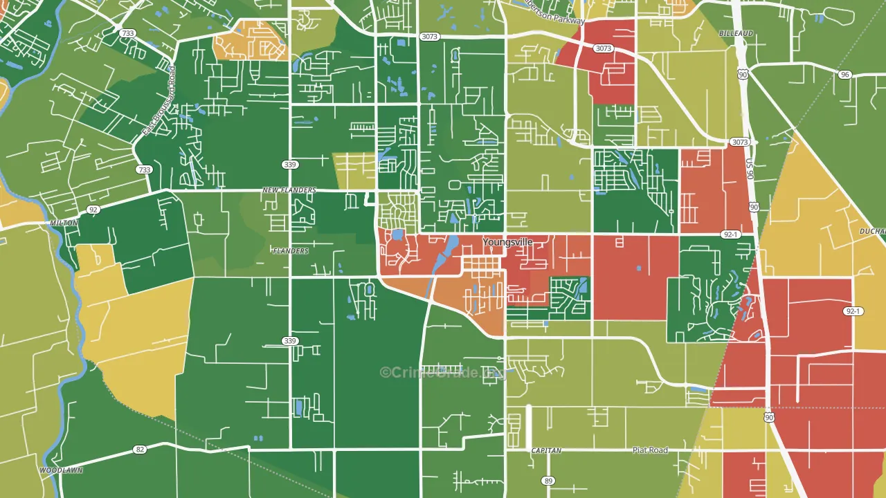 Youngsville, LA Map of Theft Rates