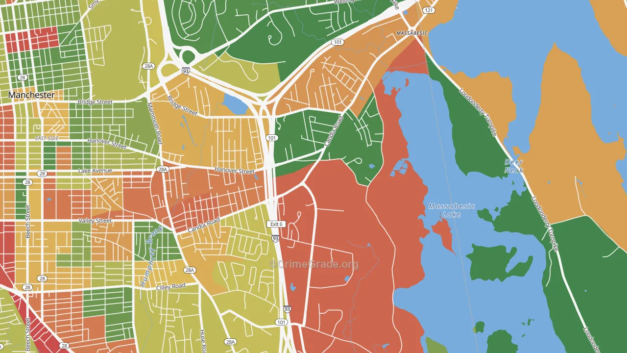 Youngsville, Manchester, NH Map of Theft Rates