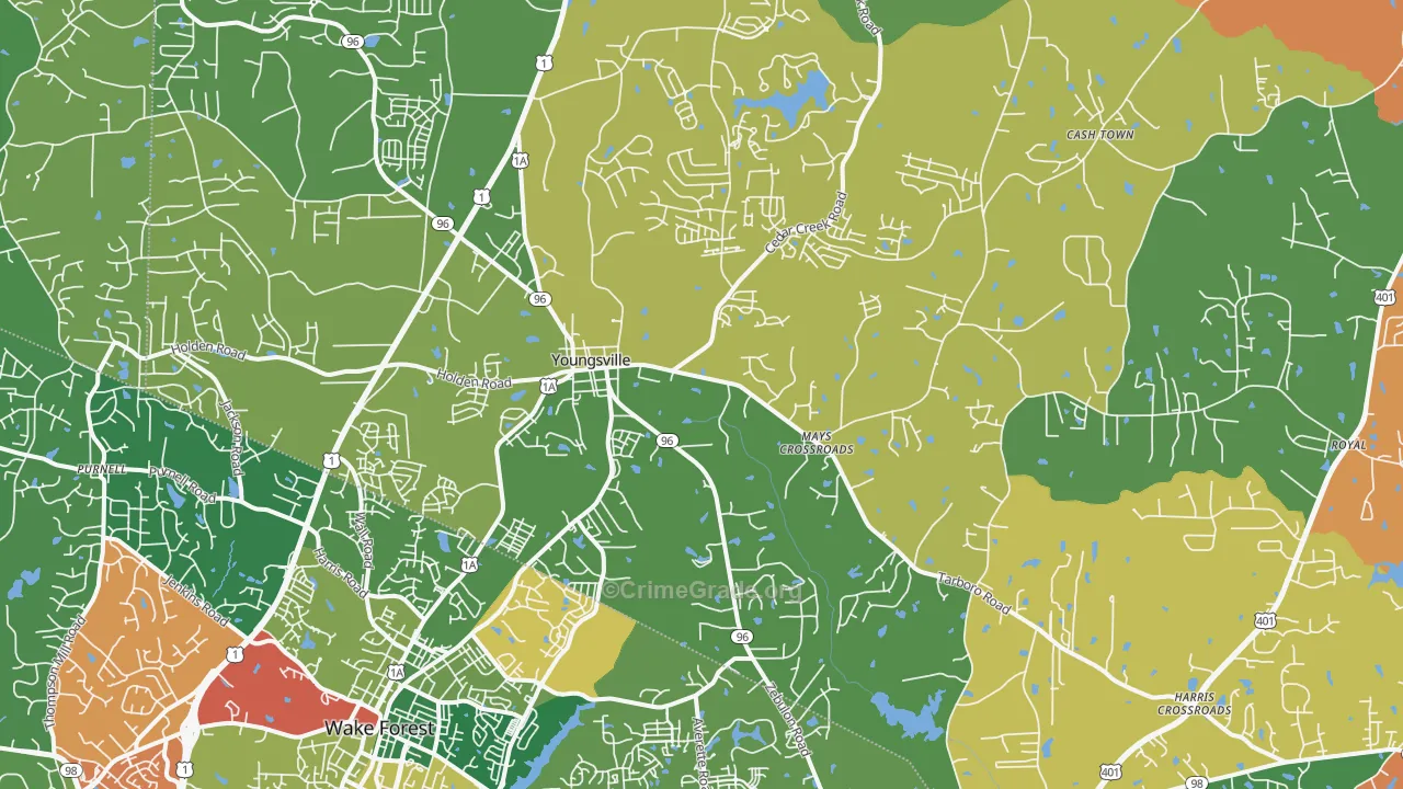 Youngsville, NC Map of Theft Rates