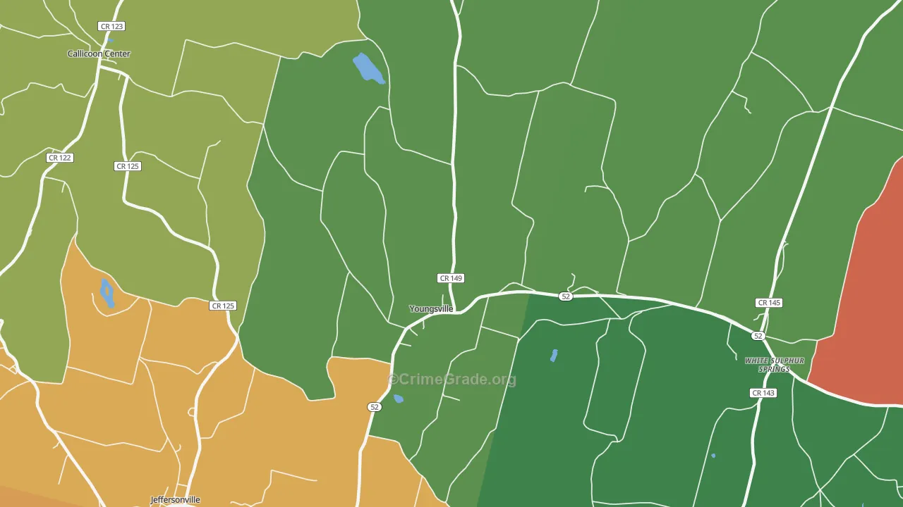 Youngsville, NY Map of Theft Rates