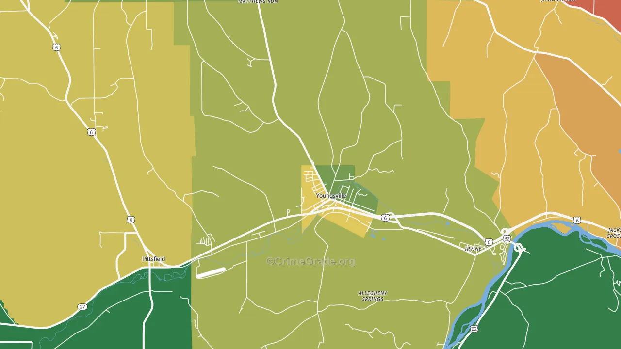 Youngsville, PA Map of Theft Rates