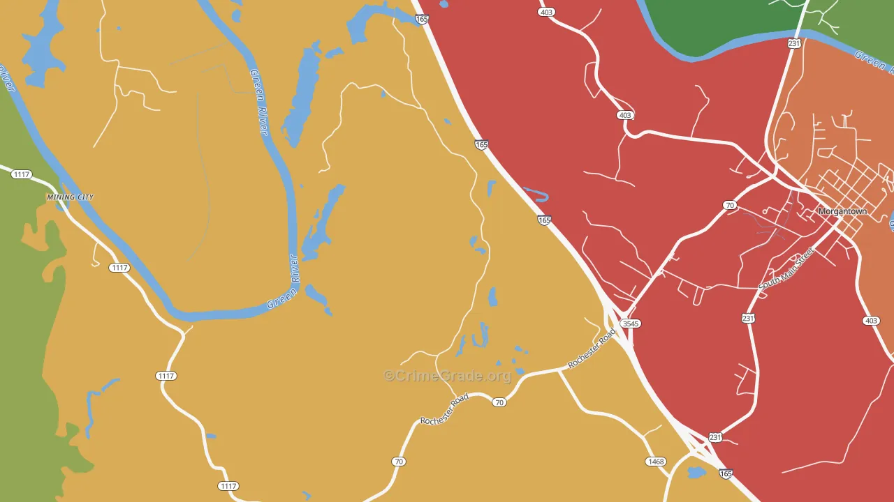 Youngtown, KY Map of Theft Rates
