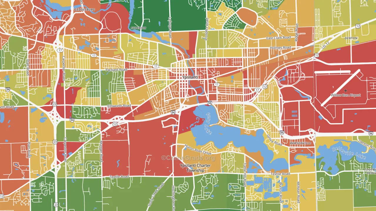 Ypsilanti, MI Map of Theft Rates