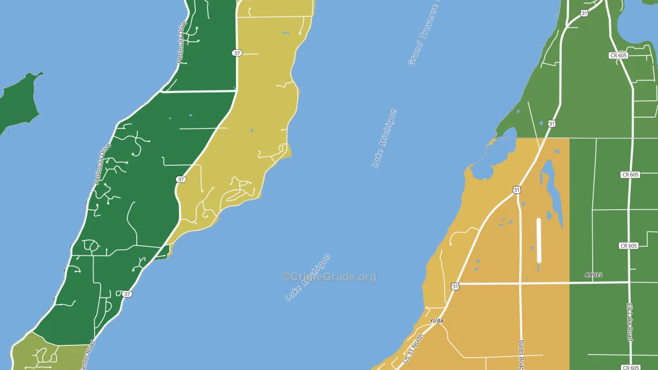 Yuba, MI Map of Theft Rates