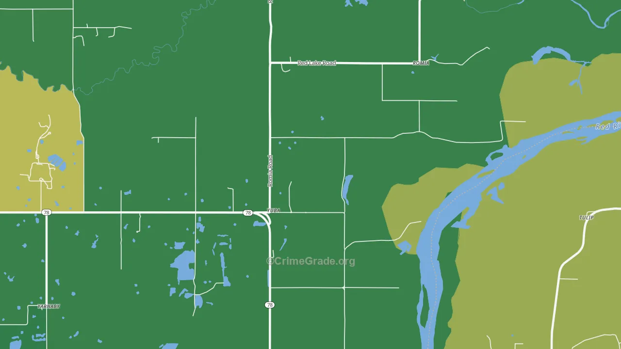 Yuba, OK Map of Theft Rates