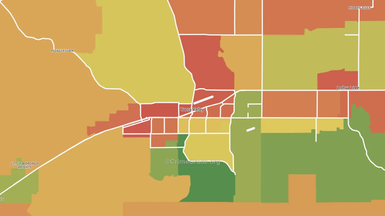 Yucca Valley, CA Map of Theft Rates