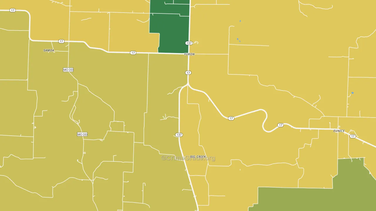 Yukon, MO Map of Theft Rates
