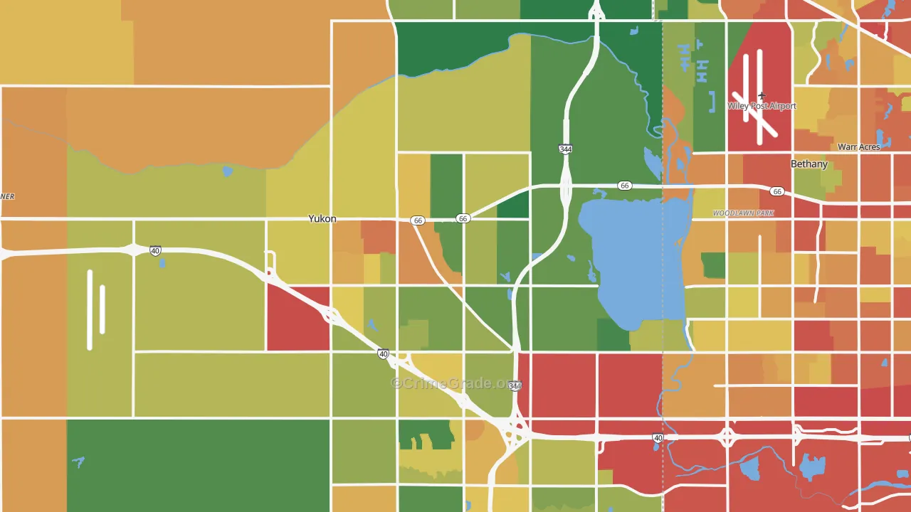 Yukon, OK Map of Theft Rates