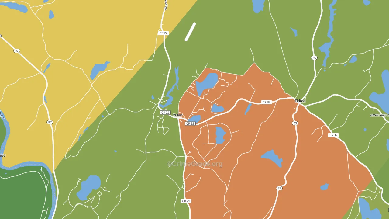 Yulan, NY Map of Theft Rates