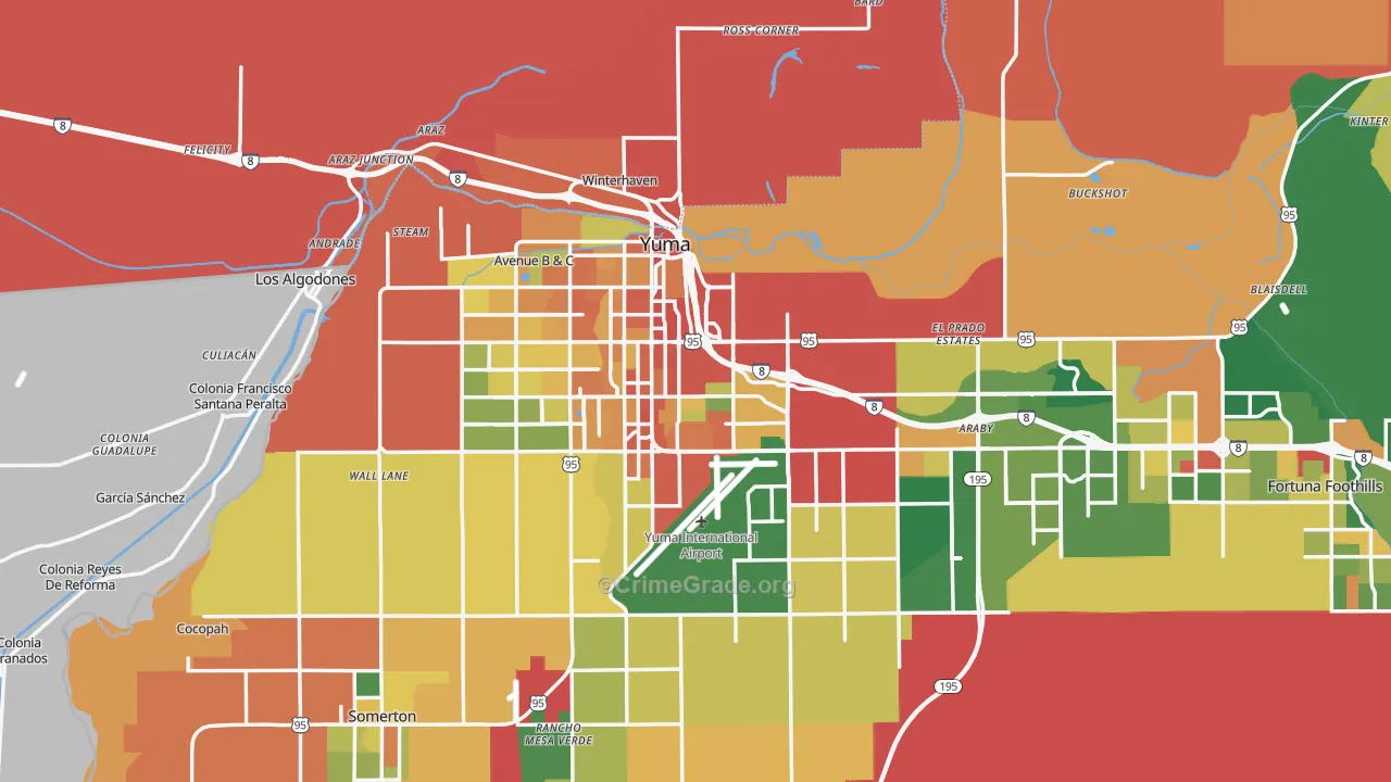 Yuma, AZ Map of Theft Rates