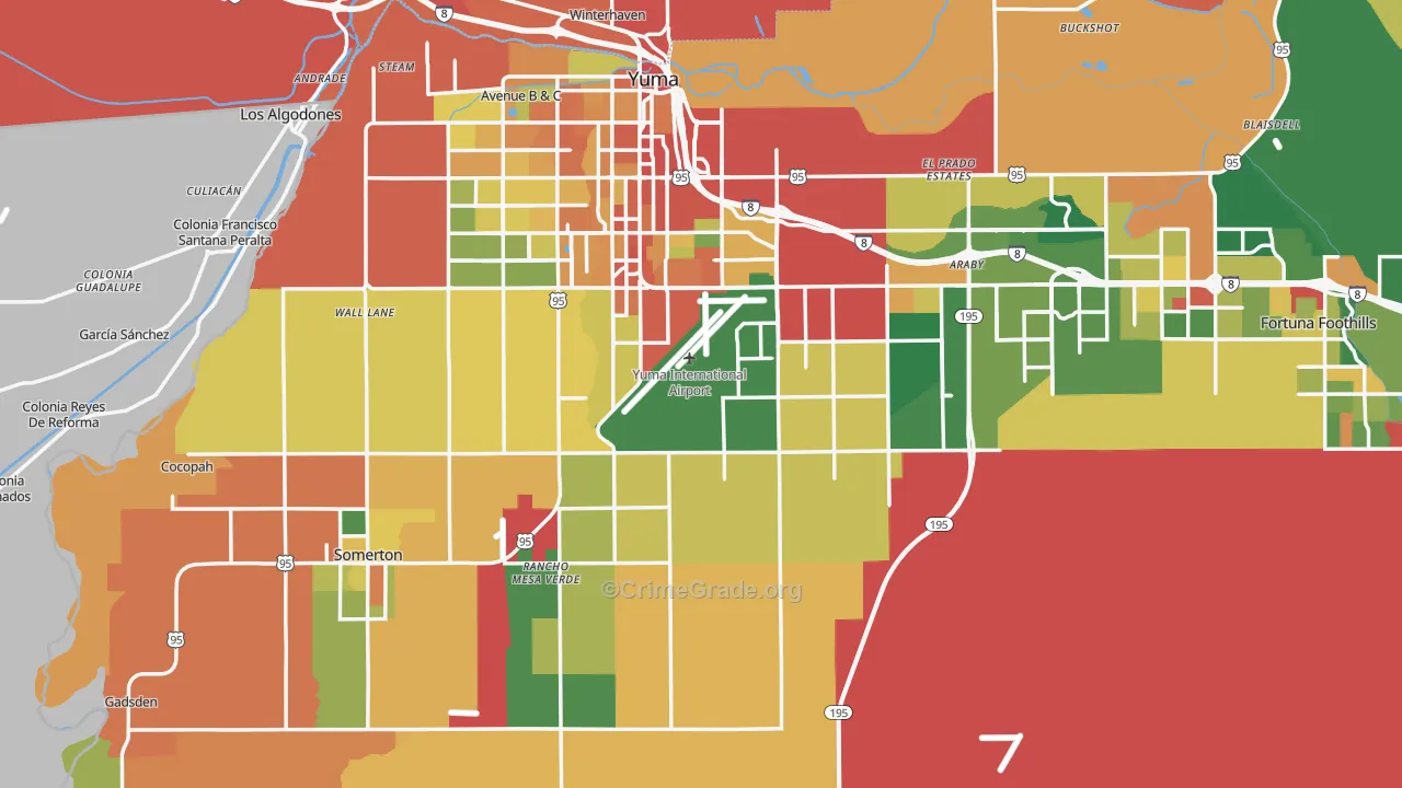 Yuma County, AZ Map of Theft Rates