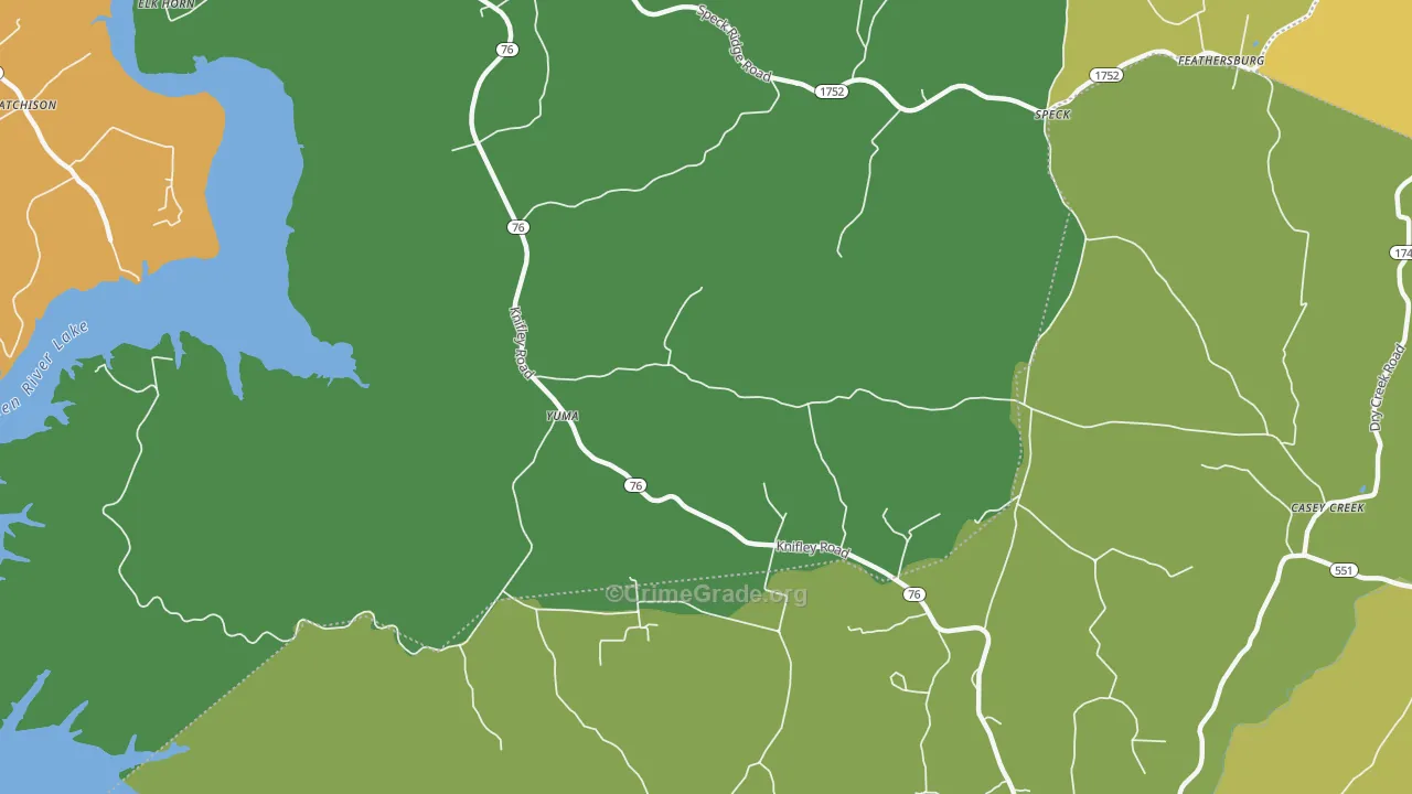 Yuma, KY Map of Theft Rates