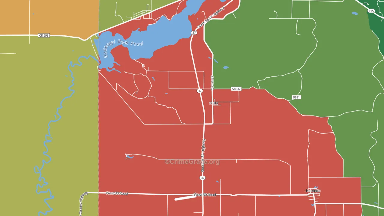 Yuma, MI Map of Theft Rates