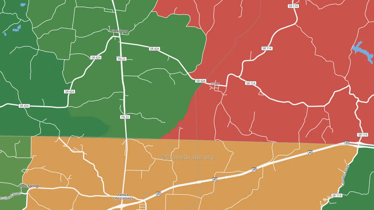 Yuma, TN Map of Theft Rates