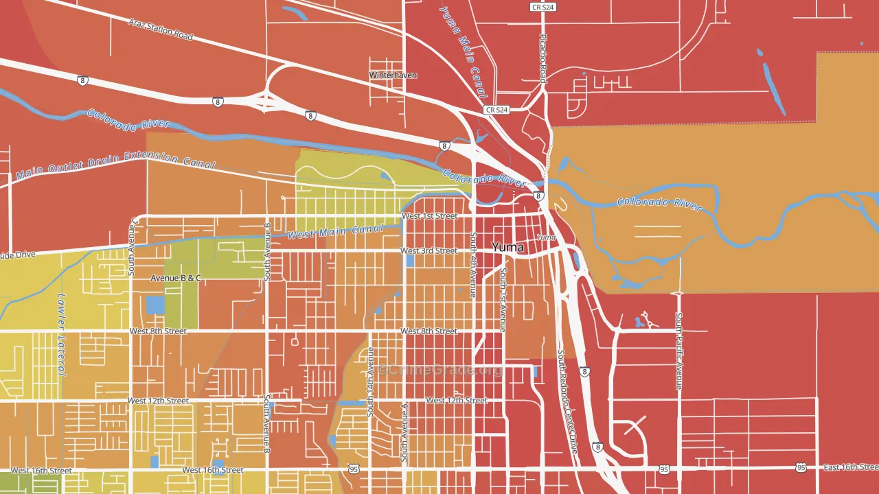 Yuma Townsite, Yuma, AZ Map of Theft Rates