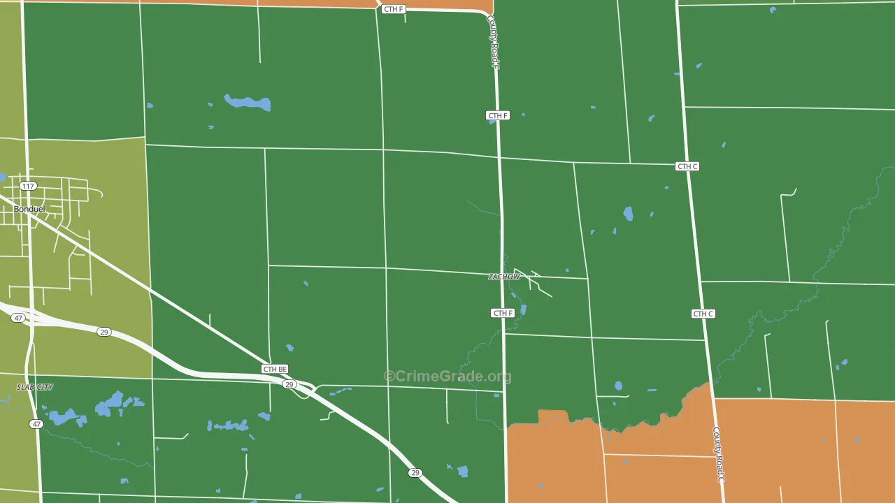 Zachow, WI Map of Theft Rates