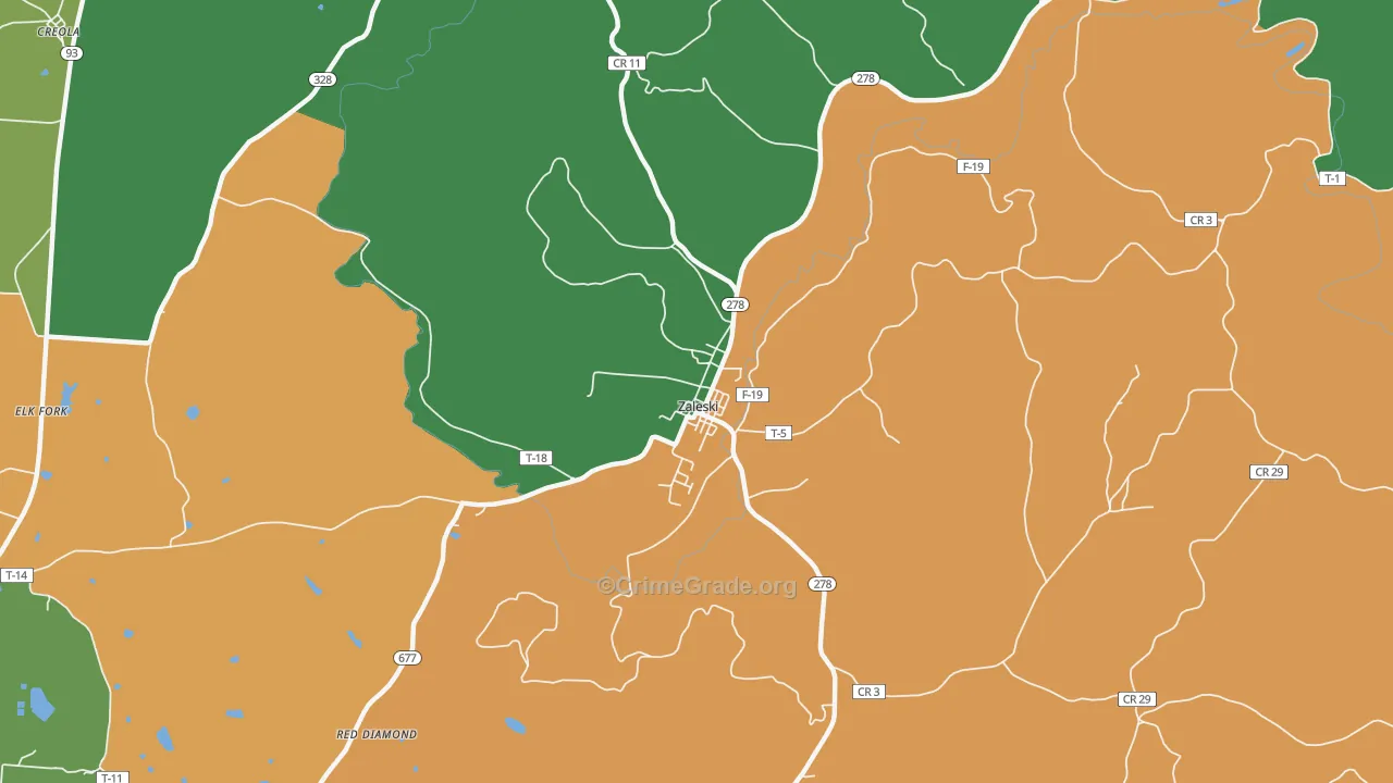 Zaleski, OH Map of Theft Rates
