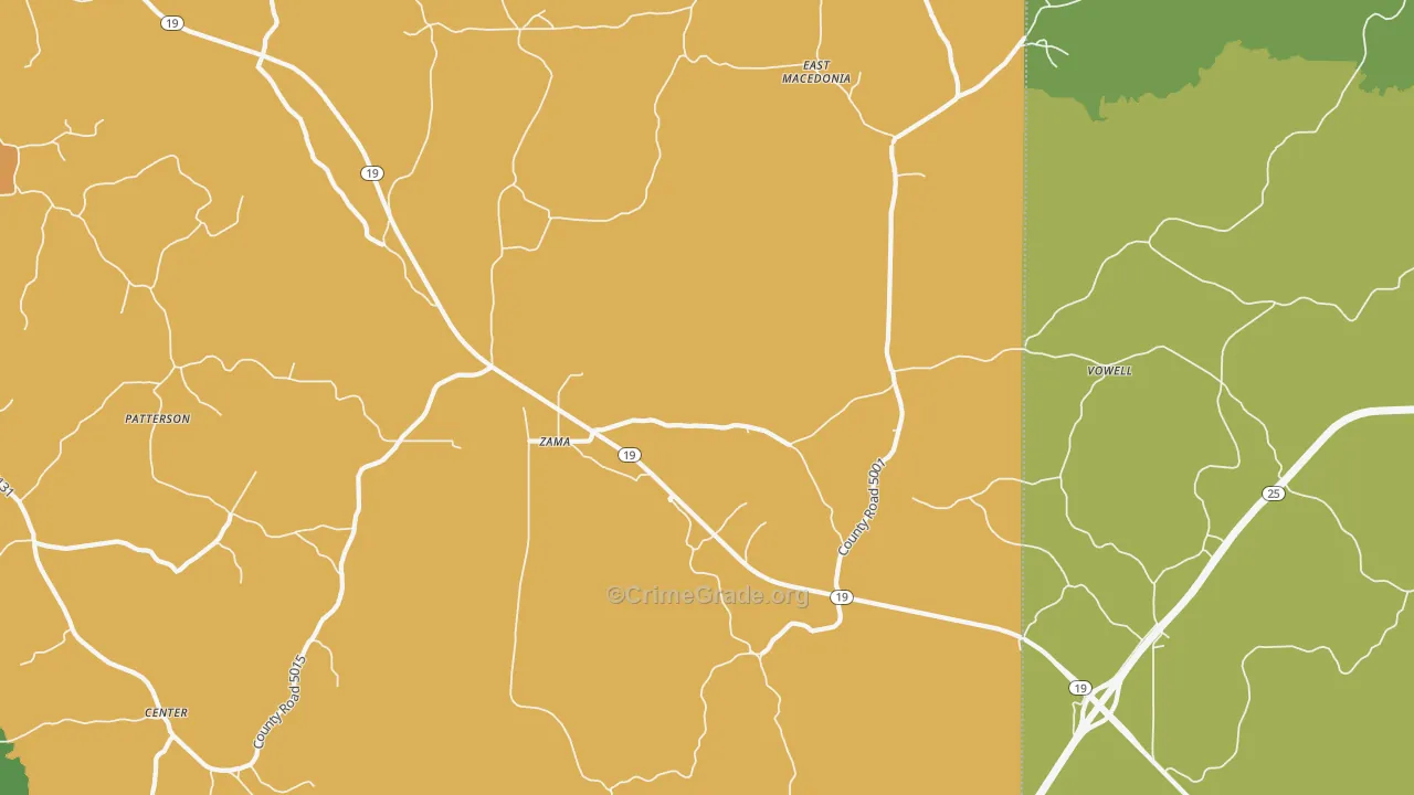 Zama, MS Map of Theft Rates