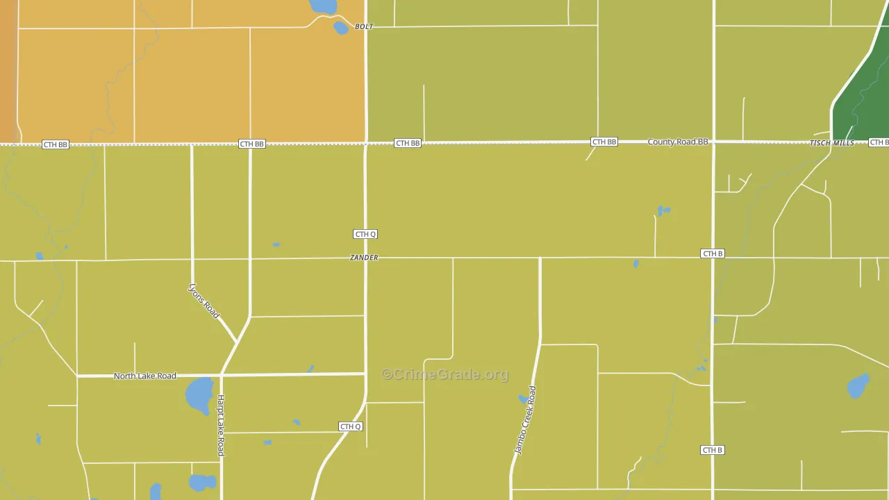 Zander, WI Map of Theft Rates