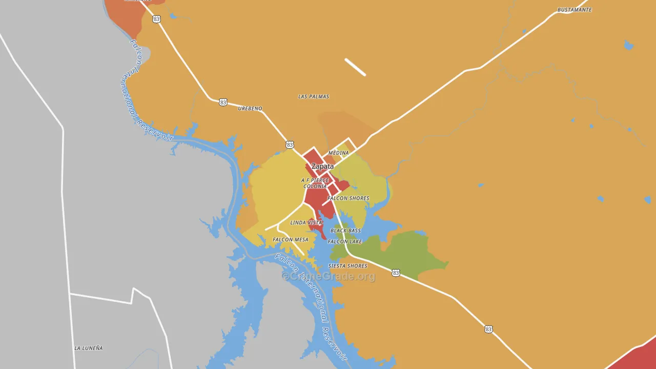Zapata County, TX Map of Theft Rates