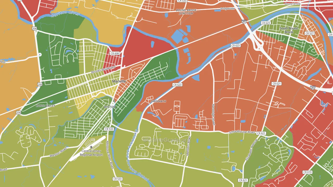 Zarephath, NJ Map of Theft Rates