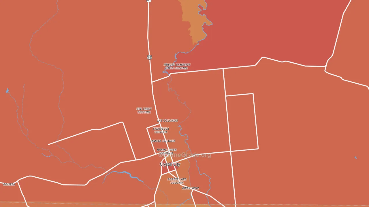 Zavala County, TX Map of Theft Rates