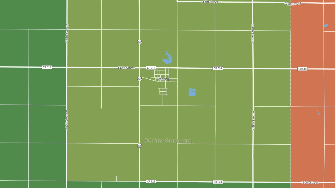 Zearing, IA Map of Theft Rates