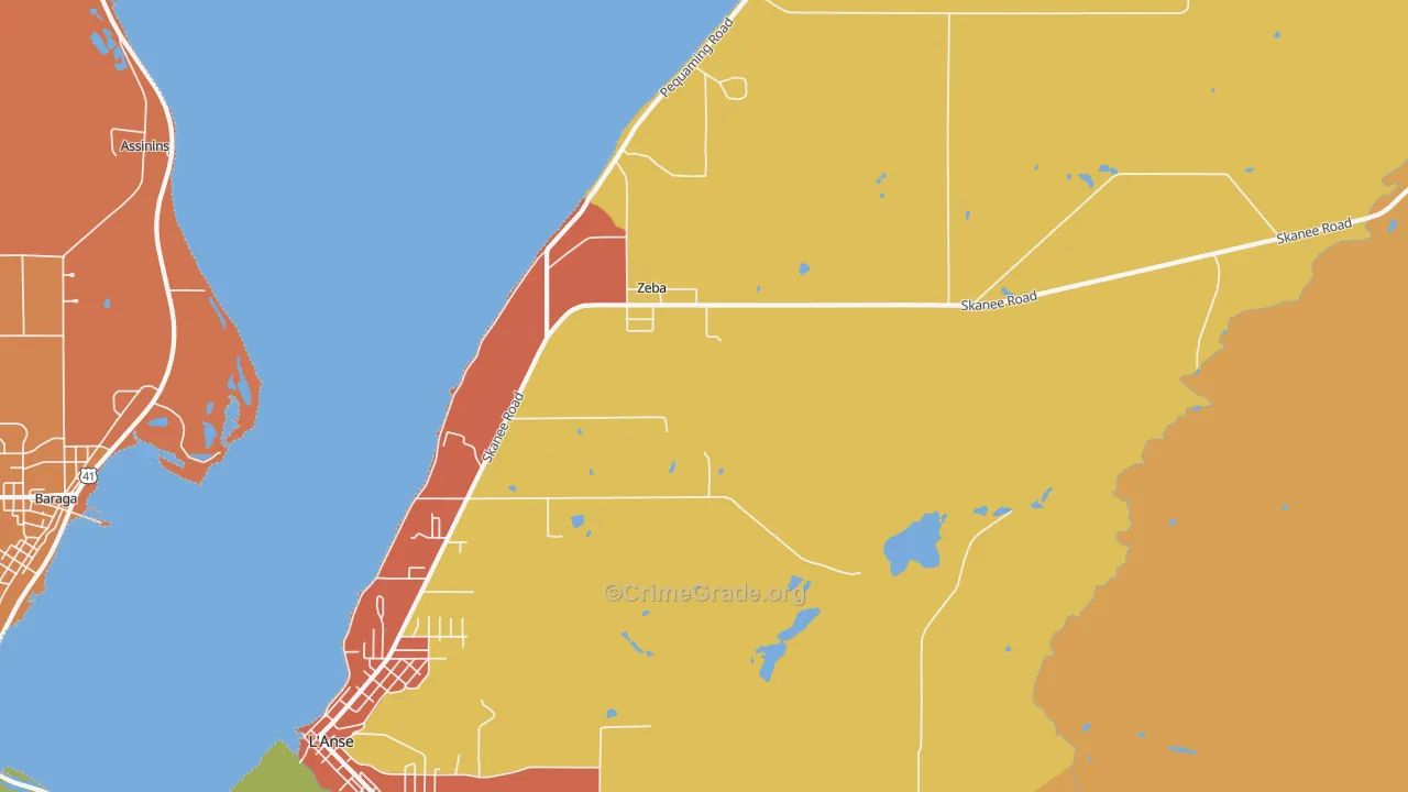 Zeba, MI Map of Theft Rates