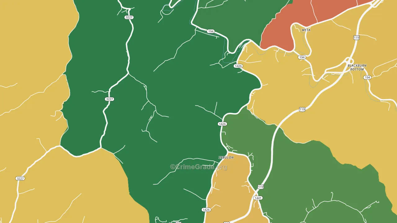 Zebulon, KY Map of Theft Rates
