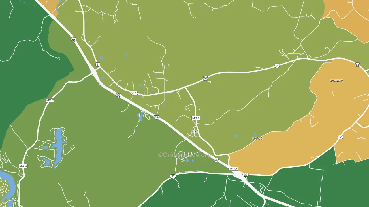 Zell, MO Map of Theft Rates