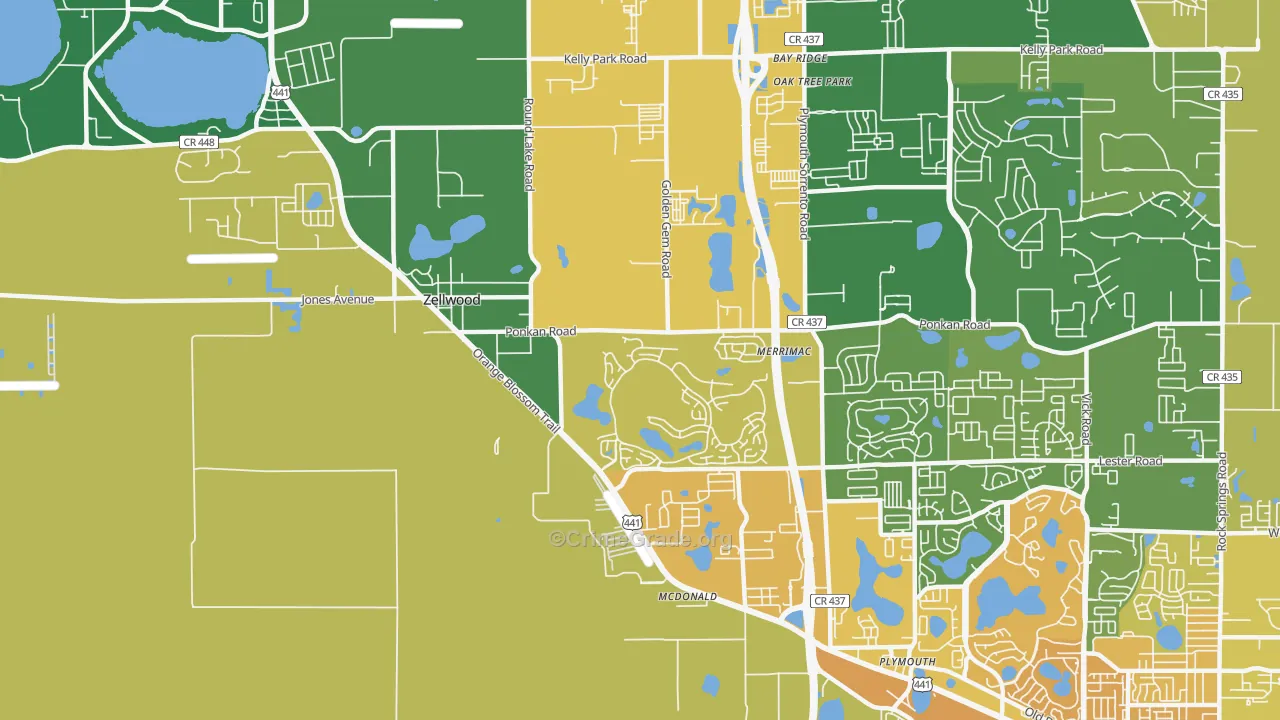 Zellwood, FL Map of Theft Rates