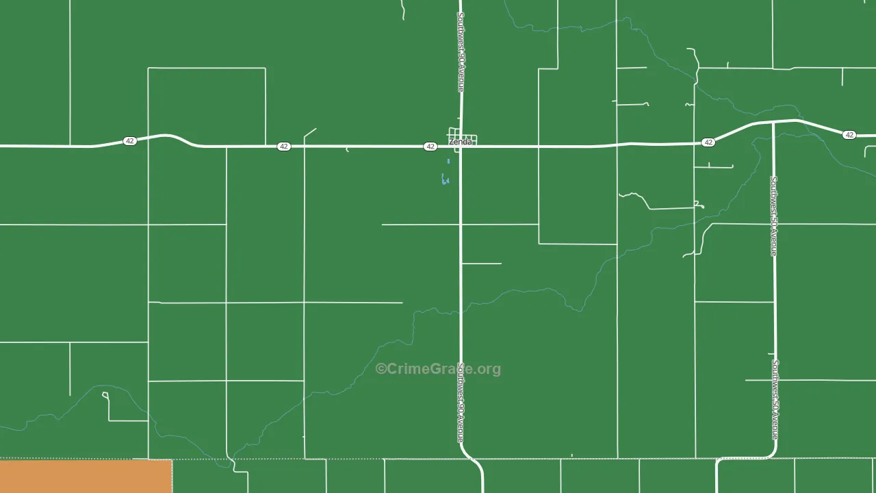 Zenda, KS Map of Theft Rates