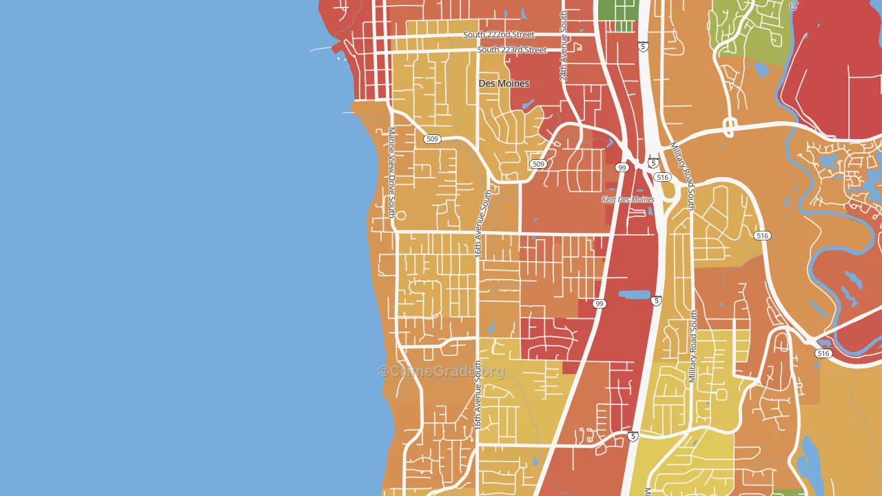 Zenith, Des Moines, WA Map of Theft Rates