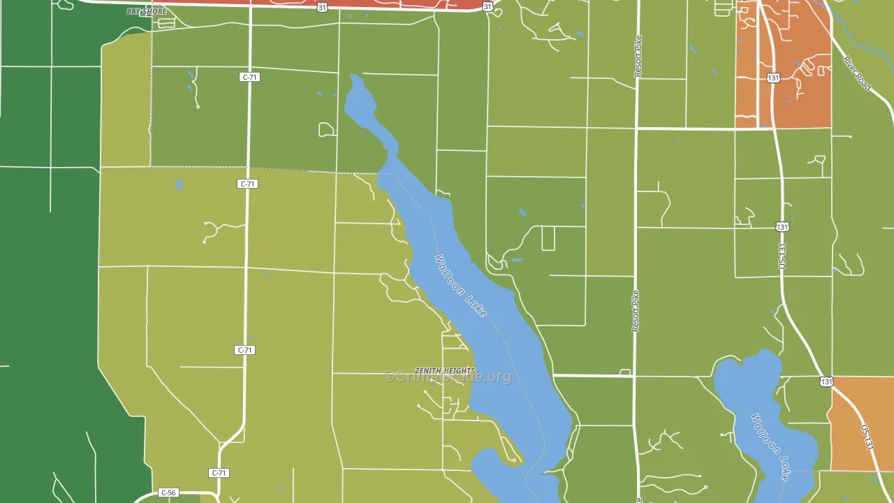 Zenith Heights, MI Map of Theft Rates