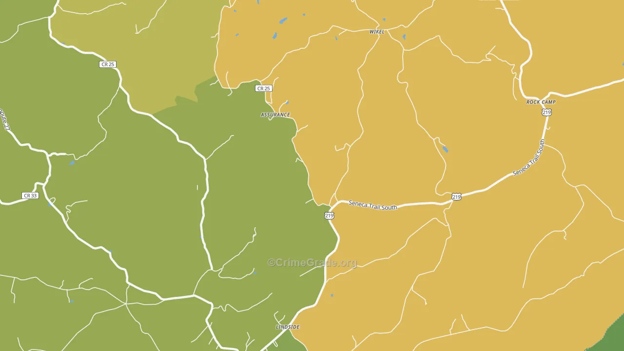 Zenith, WV Map of Theft Rates