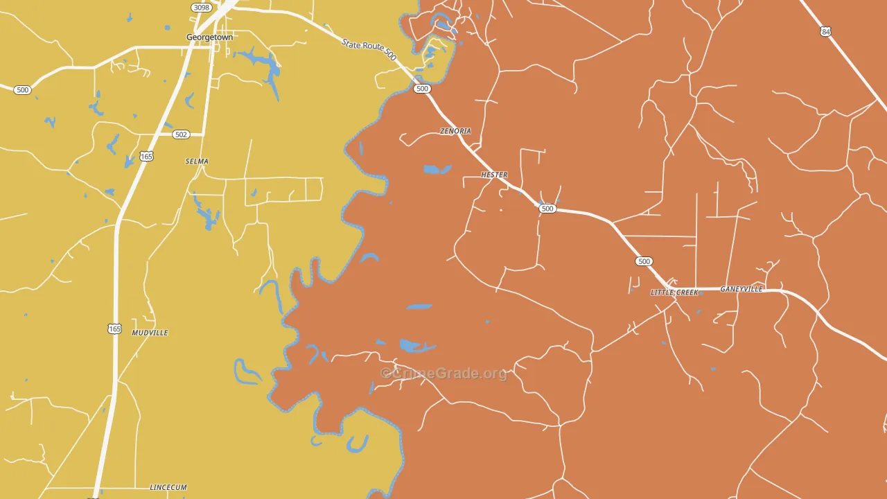 Zenoria, LA Map of Theft Rates